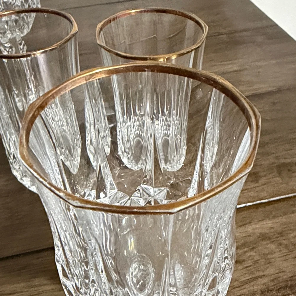 Vintage Cristal d’Arques France 24% Lead Crystal Glasses with Gold Rim – Set of - Picture 7 of 11